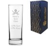 Engraved Rum Hiball Glass with Skull and Measurements Design