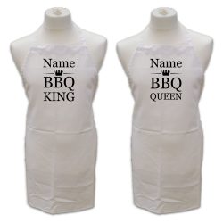 Personalised White Adult Apron, Name - BBQ King or Queen