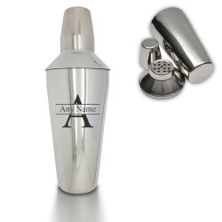 Engraved Cocktail Shaker with Initial and Name Design