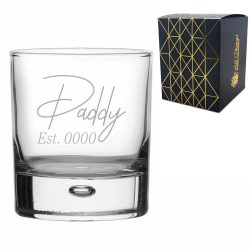 Engraved Bubble Whisky Glass, Daddy Est. Date design
