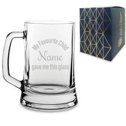 Engraved Beer Mug with My Favourite Child gave me this glass design