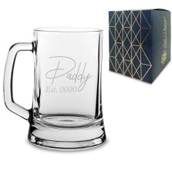 Engraved Beer Mug with Daddy Est. Date design