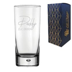 Engraved Bubble Hiball Glass with Daddy Est. Date design