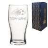 Engraved Football Pint Glass with Come On Curved Football Design