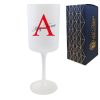 Personalised Frosted Wine Glass with Initial and Name Design