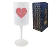 Personalised Frosted Wine Glass with Name and Heart Design