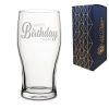 Engraved Pint Glass with Happy Birthday Name Design