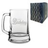 Engraved Beer Mug Tankard with Happy Birthday Name Design