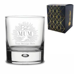 Engraved Bubble Whisky Glass Tumbler with Best Mum Ever Design