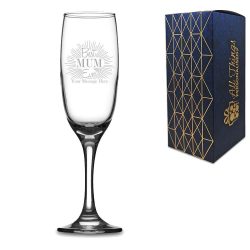 Engraved Champagne Flute with Best Mum Ever Design