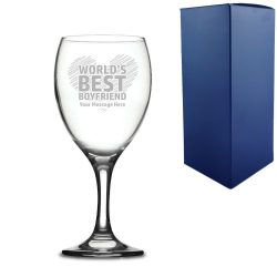 Engraved Wine Glass with World's Best Boyfriend Design