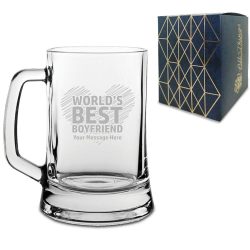 Engraved Tankard Beer Mug with World's Best Boyfriend Design