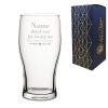 Engraved Pint Glass with Thank you for Loving Me when I'm Hangry Design