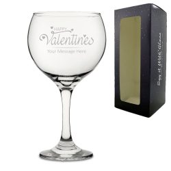 Engraved Gin Balloon with Happy Valentines Design