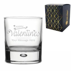 Engraved Whisky Tumbler with Happy Valentines Design