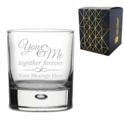 Engraved Whisky Tumbler with You & Me, together forever Design