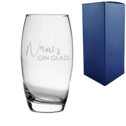 Engraved Tondo Hiball with Name's Gin Glass Design