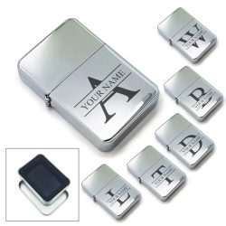 Personalised polished steel lighter with choice of Initial and Name