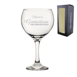 Personalised Engraved Novelty Gin Balloon Glass with Names GINtuition, Gift Boxed