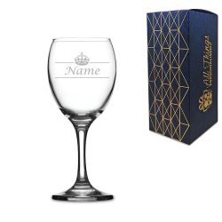 Engraved Novelty 9oz Imperial Wine Glass, Name and Crown