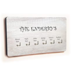 Personalised Novelty 6 hook key holder - White wood