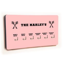 Personalised Novelty Pink 6 hook key holder - Cross keys
