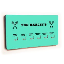 Personalised Novelty Teal 6 hook key holder - Cross keys