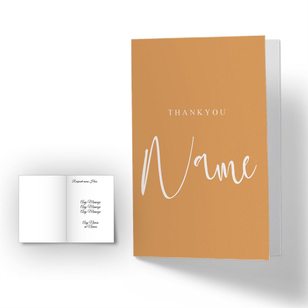 Personalised Thankyou plus any name Card Orange All Things