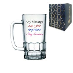Personalised Glass Tankard, Add any message in a choice of colours