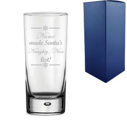 Engraved Novelty Christmas HiBall Glass "Name made Santa's Naughty/Nice list!" With Gift Box