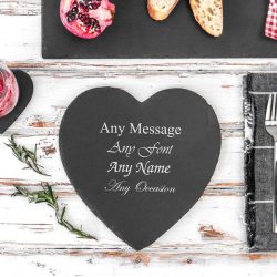 Personalised Engraved Heart Shape Natural Slate Placemat