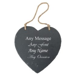Personalised Engraved Large Heart Hanging Slate Notice and Menu Board