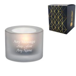 Engraved Chunky White Tealight Holder
