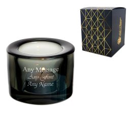 Engraved Chunky Black Tealight Holder