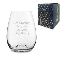 Engraved Stemless Wine Solutions Bordeaux Glass 15oz With Gift Box