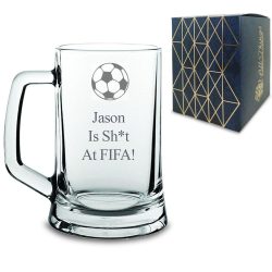 Engraved Tankard Beer Glass with Name Is Sh*t At Fifa Design