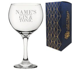 Engraved Gin Balloon with Gin and Tonic Design