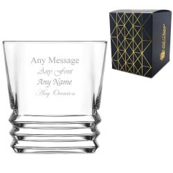 Engraved 315ml Elegan Ridged Whisky Glass With Gift Box