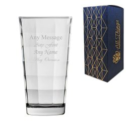 Engraved 365ml Cube Hiball Glass With Gift Box