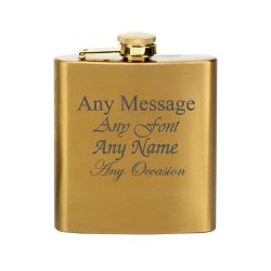 Engraved Brass 6oz Hip Flask