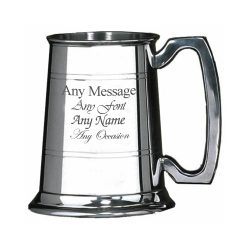Engraved 20oz Pint Pewter Tankard