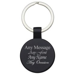 Engraved Round Black Keyring