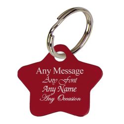 Engraved Red Star Keyring