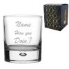 Engraved Funny "Name, How you doin'?" Novelty Whisky Tumbler With Gift Box