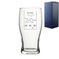 Engraved Pint Glass With Name Retro Space Arcade Game, Gift Boxed, Personalise with any name for any gamer