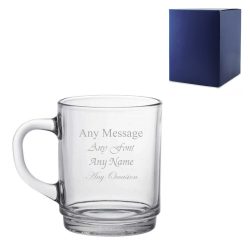 Engraved 260ml Glass Tea and Coffee Mug with Gift Box
