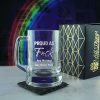 Personalised Engraved Tankard Beer Mug Stein, Proud As F, Funny LGBTQ Any Message Design