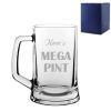 Personalised Engraved Mega Pint Beer Glass, Novelty Tankard, Bold Design