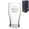 Personalised Engraved Mega Pint Glass, Novelty Tulip, Bold Design