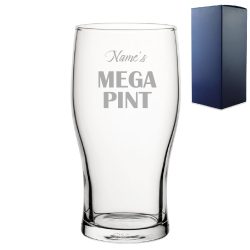 Personalised Engraved Mega Pint Glass, Novelty Tulip, Bold Design